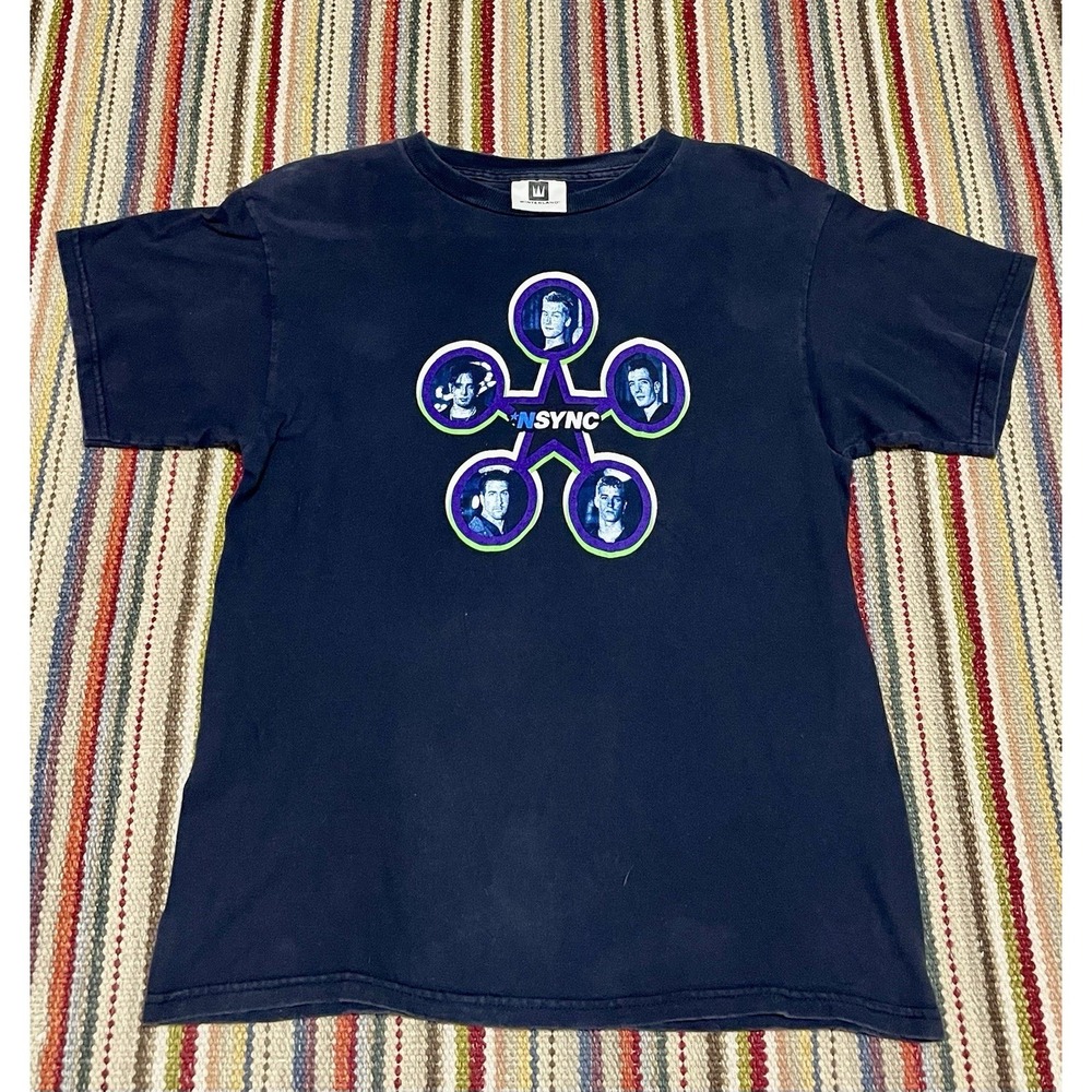 Y2K Vintage Nsync World Tour Merch T-Shirt Sz XL Rare Vtg Concert Tee Black